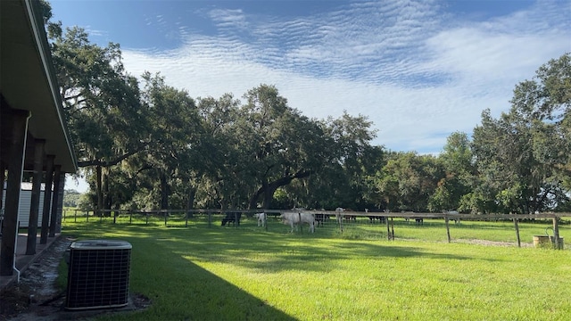 view of yard featuring central AC