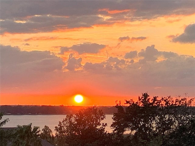 nature at dusk with a water view