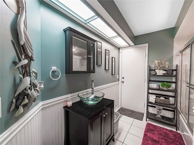 interior space with light tile floors