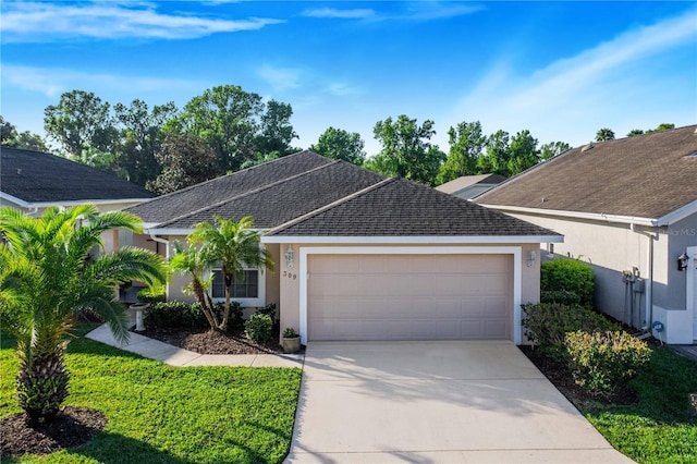 single story home with a garage