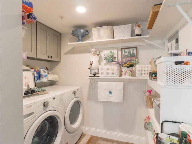 laundry room featuring light wood-type flooring and washing machine and dryer