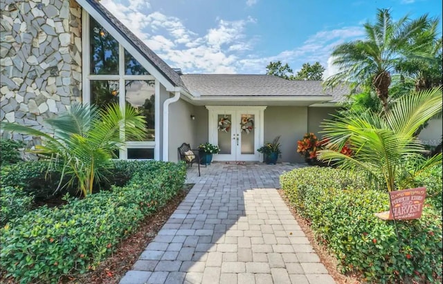 entrance to property with french doors