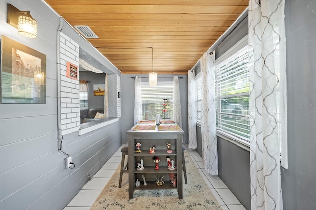 interior space with wooden ceiling