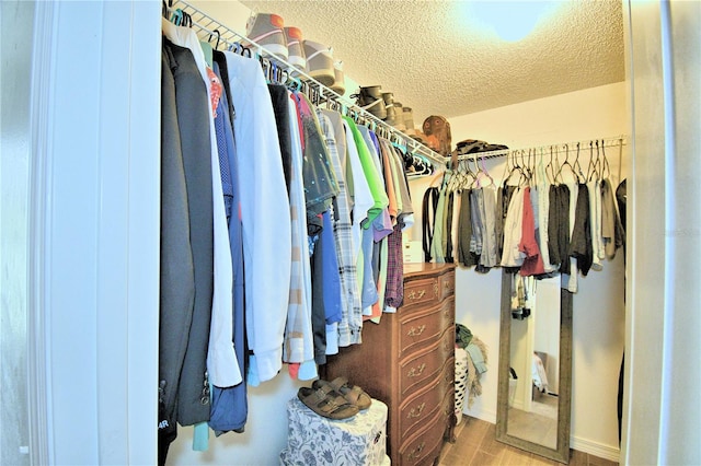 spacious closet featuring light wood-type flooring