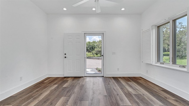 2300 N Scenic Hwy Unit 111, Lake Wales, FL 33898 - spare room with wood finished floors, ceiling fan, and recessed lighting