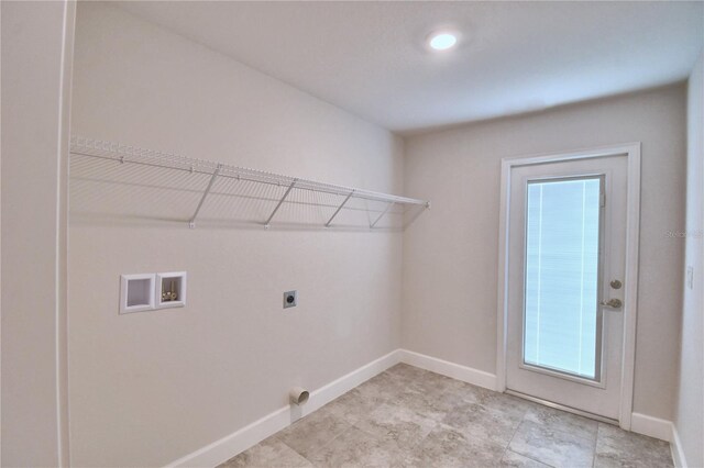 laundry room with hookup for an electric dryer and hookup for a washing machine