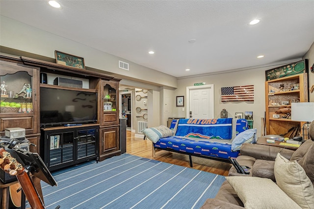 living room with hardwood / wood-style flooring