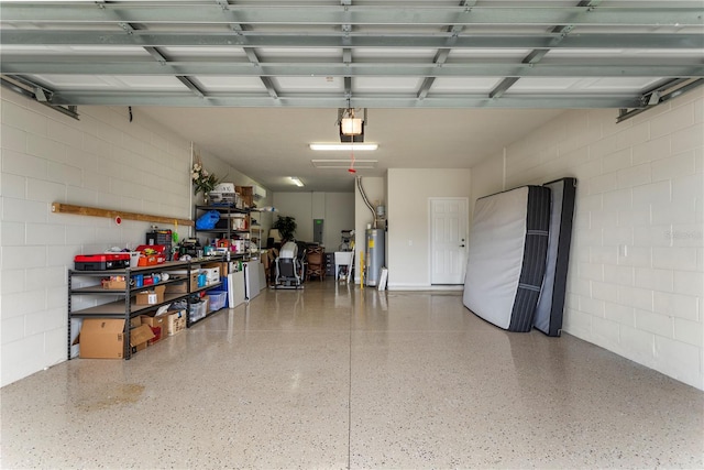 garage featuring gas water heater