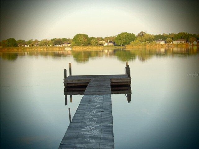 view of dock featuring a water view