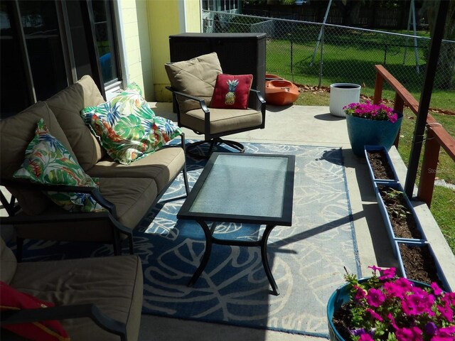 view of patio featuring an outdoor hangout area