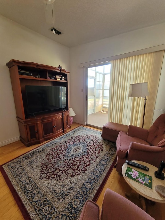 living room featuring light wood-type flooring