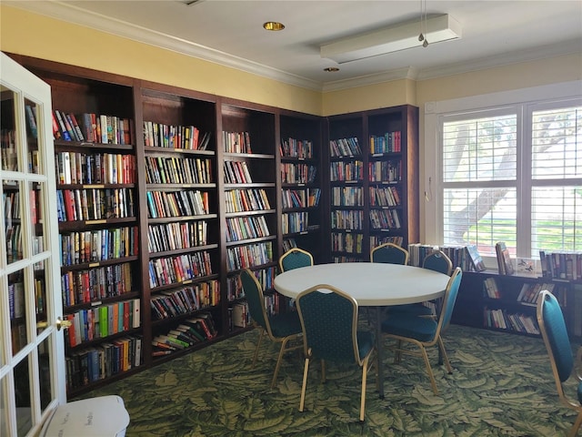 interior space featuring crown molding and a healthy amount of sunlight