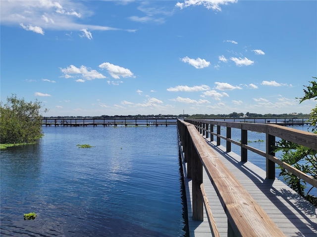 view of dock featuring a water view