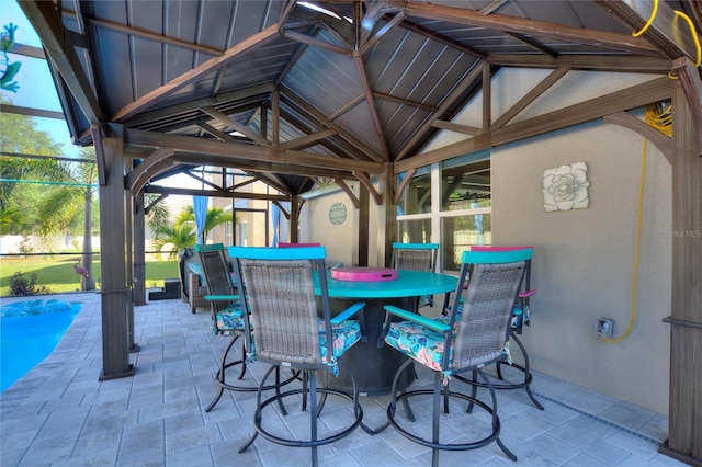 view of patio featuring a gazebo