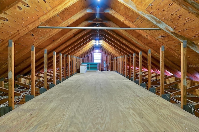 view of unfinished attic