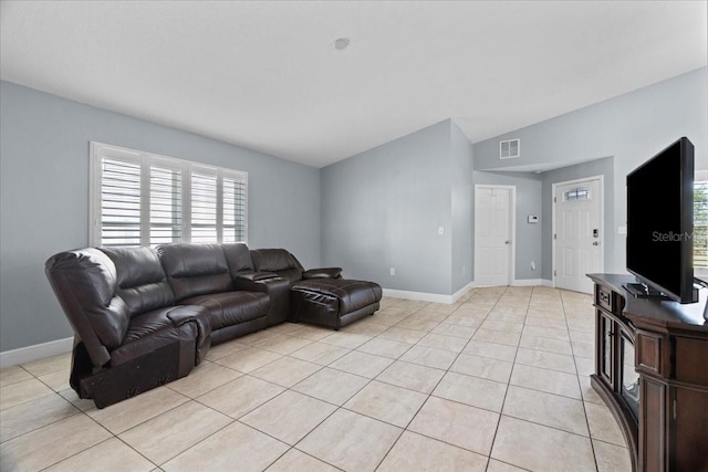 view of tiled living room