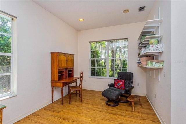 living area with light wood-type flooring