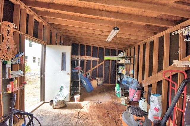 misc room with vaulted ceiling