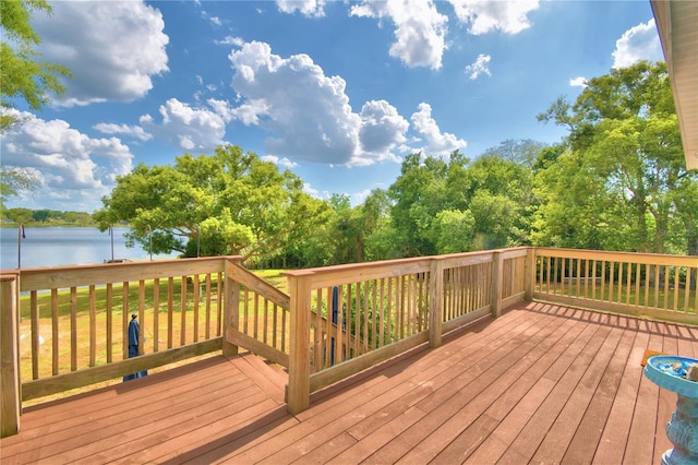 deck with a water view