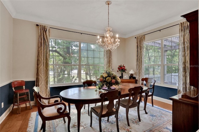 8608 Poinsettia Dr, Temple Terrace, FL 33637 - dining area featuring a wealth of natural light, wood-type flooring, and a chandelier