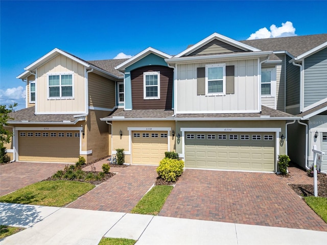 view of front of property with a garage