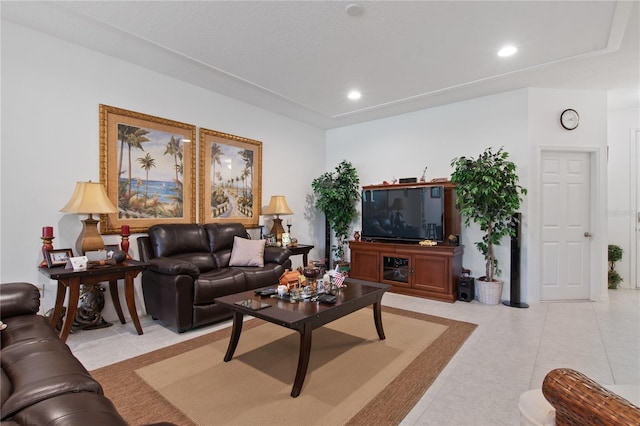 view of tiled living room