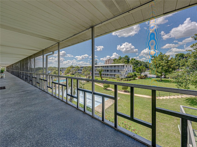 view of unfurnished sunroom