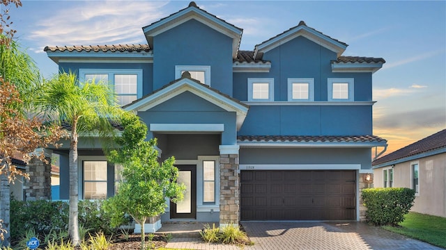 view of front of house with a garage