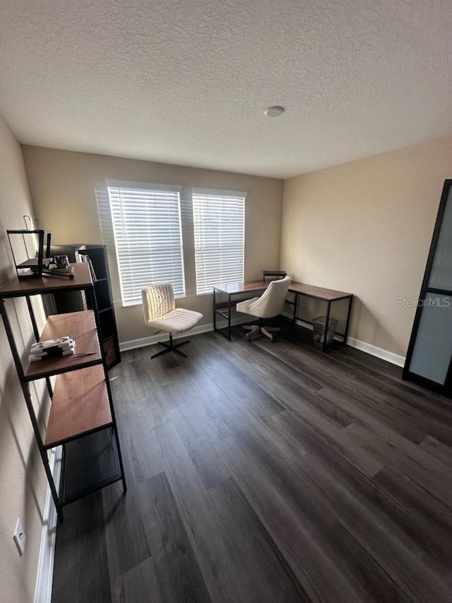 11928 Frost Aster Dr, Riverview, FL 33579 - sitting room featuring dark wood-style floors, a textured ceiling, and baseboards