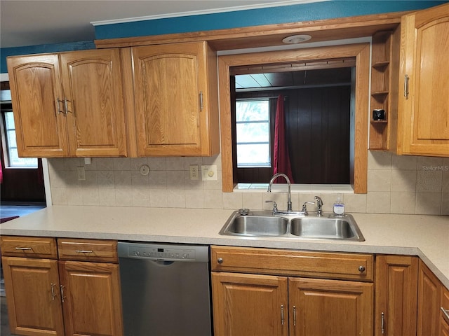 kitchen with dishwasher, sink, and backsplash