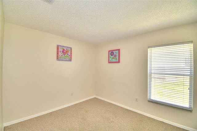 carpeted empty room featuring a textured ceiling and a wealth of natural light