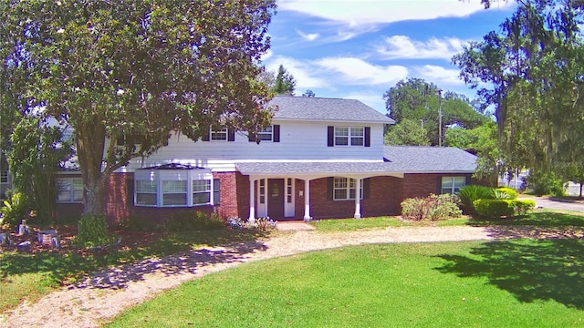 view of front of house with a front lawn