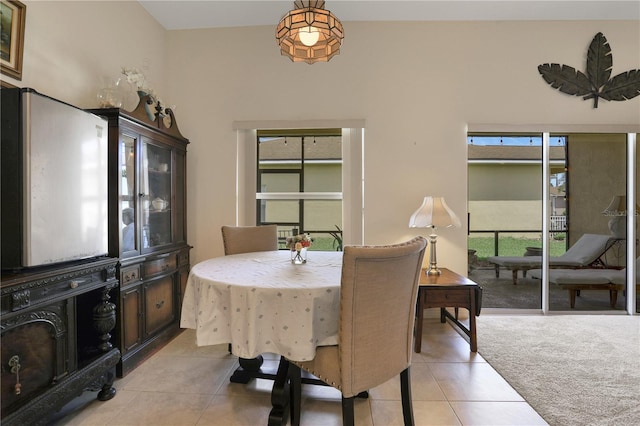 dining space featuring light tile patterned floors and a wealth of natural light