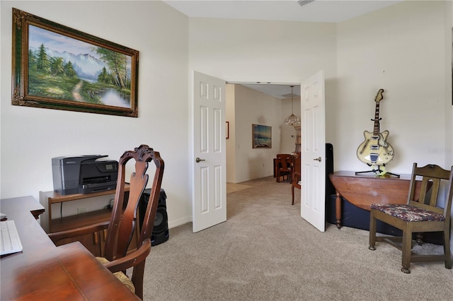 office with light colored carpet