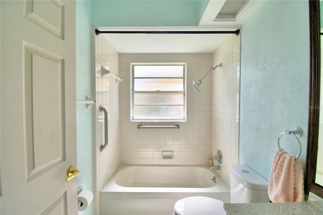 full bathroom with toilet and tub / shower combination