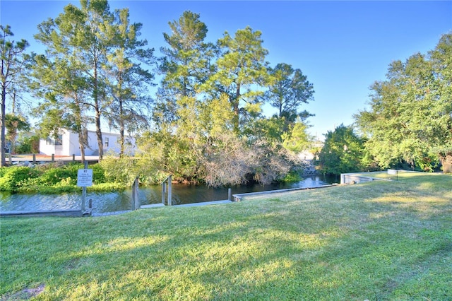 view of yard with a water view