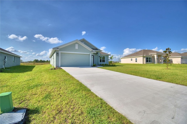 view of front facade featuring a garage and a front lawn