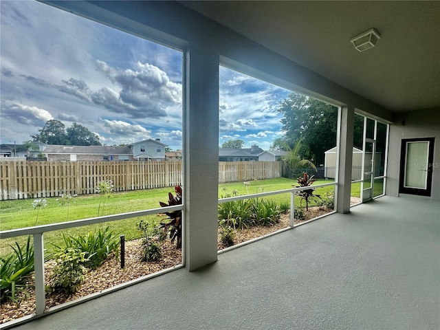 view of unfurnished sunroom