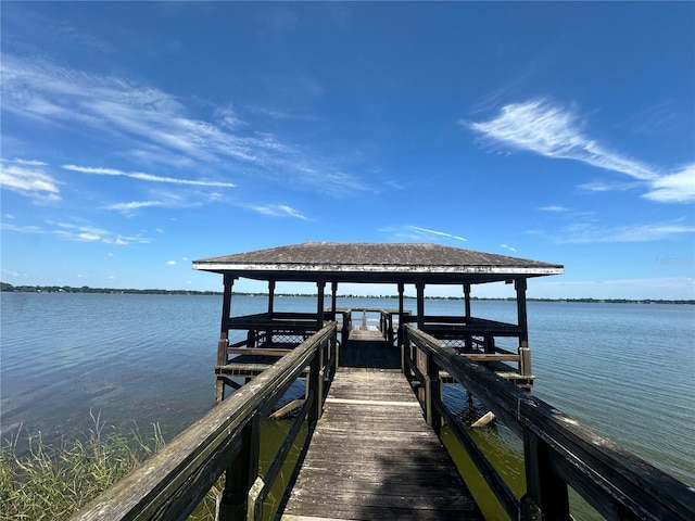 view of dock featuring a water view