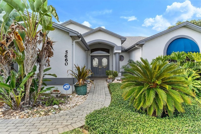 property entrance with french doors