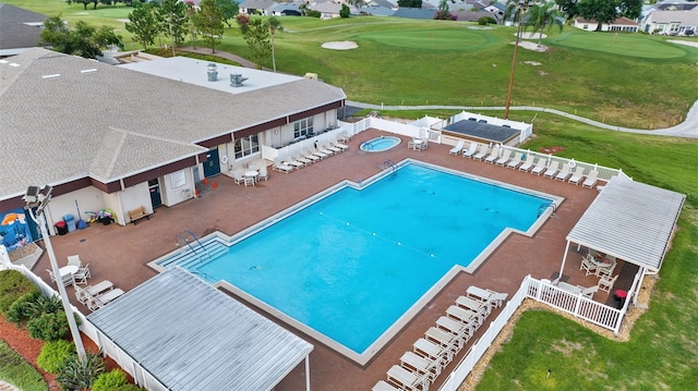 view of pool featuring a patio area