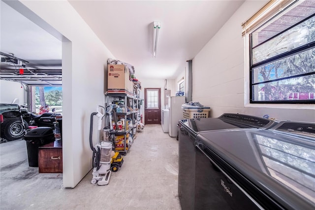 interior space with separate washer and dryer