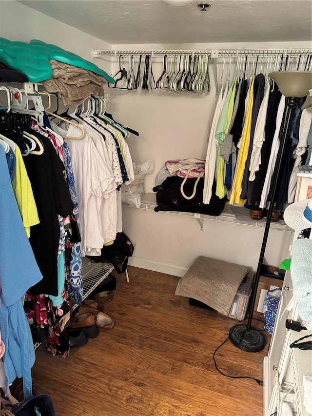 walk in closet featuring wood-type flooring