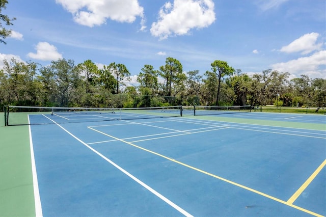 view of tennis court with basketball court