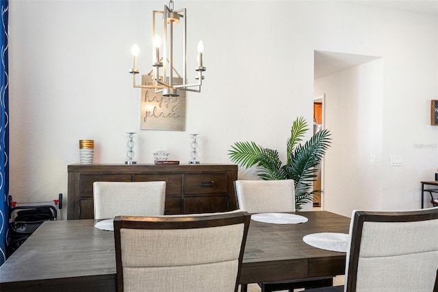 dining room featuring a chandelier