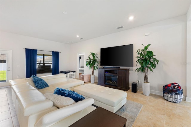 view of tiled living room