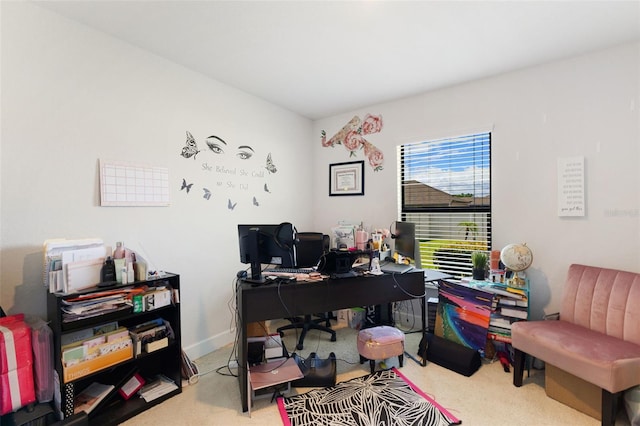 view of carpeted home office