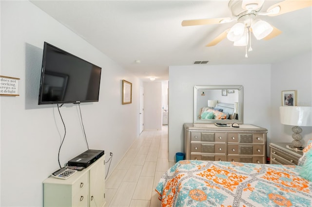 bedroom featuring ceiling fan