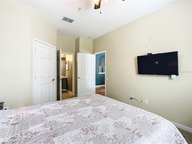 bedroom featuring ceiling fan