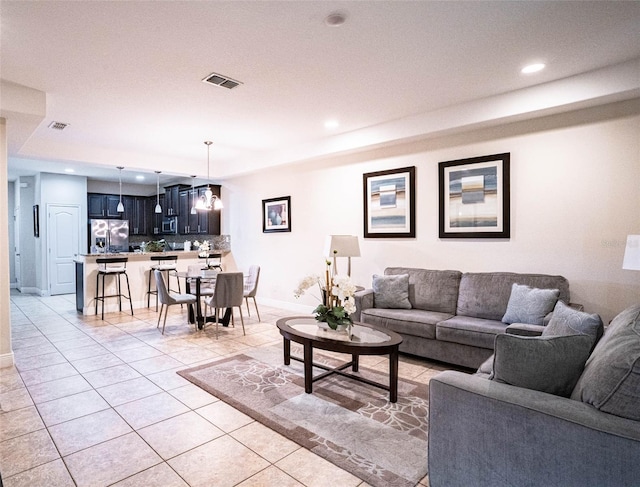 view of tiled living room